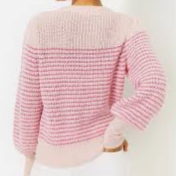 Lilly Pulitzer Peony Pink Sequined Long Sleeve Finney Sweater. Size Large. - Picture 4 of 15